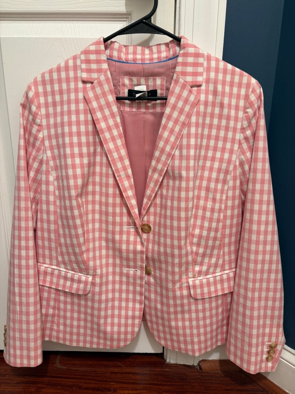 Talbots Pink & White Gingham Blazer